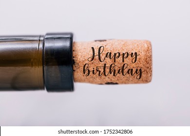 Happy Birthday card template. Wine cork close-up. Best birthday background. - Powered by Shutterstock