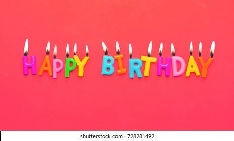 Happy Birthday Background Cake Candles Inscription Stock Vector ...