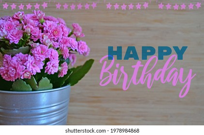 Happy Birthday Greeting Card Pink Flower Stock Photo 1978984868 ...