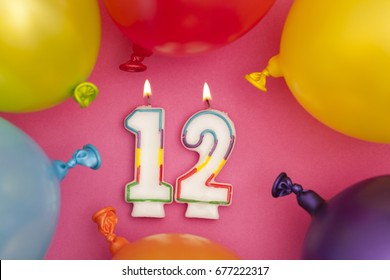 Happy Birthday Number 12 Celebration Candle Stock Photo 677222317 ...