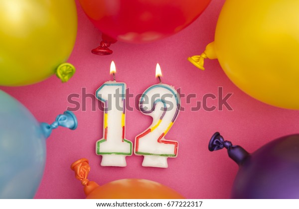 Happy Birthday Number 12 Celebration Candle Stock Photo 677222317 ...