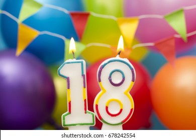 Happy Birthday Number 18 Celebration Candle Stock Photo 678242554 ...