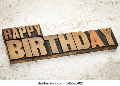 Happy Birthday Text Vintage Letterpress Wood Stock Photo (Edit Now ...