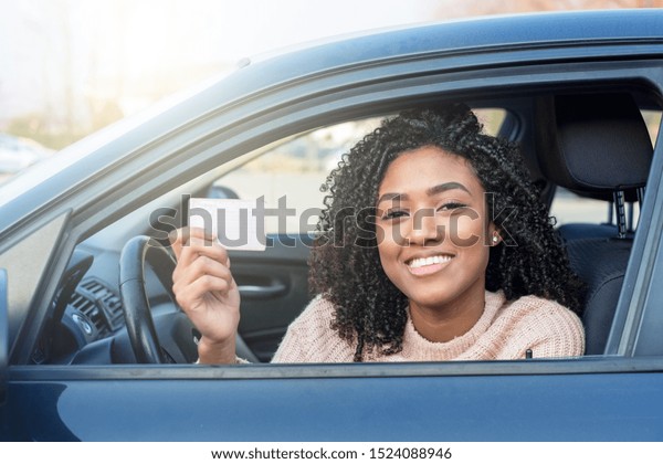 Happy Black Woman Holding New Driving Stock Photo 1524088946 | Shutterstock