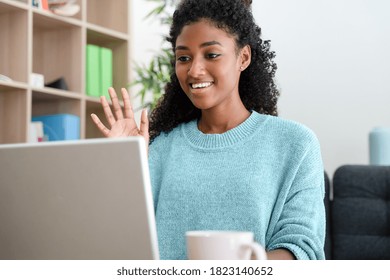 Happy Black Woman Using Video Call To Connect With Family