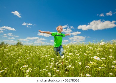 Happy Boy Field Stock Photo 56578066 