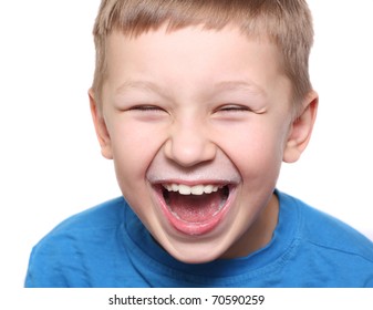 Happy Boy Laughing Milk Mustache Isolated Stock Photo 70590259 ...