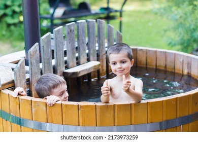 Happy Boys Swimming Wooden Bathboys Baths Stock Photo 2173973259 ...