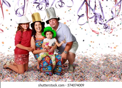 A Happy Brazilian Family At Carnival