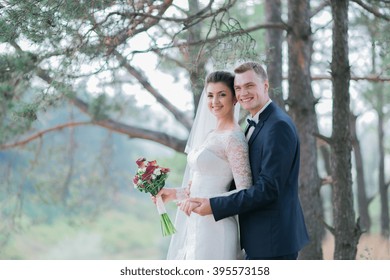Happy Bride And Groom On Their Wedding Day