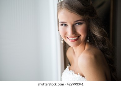 Happy Bride Smiling At The Camera