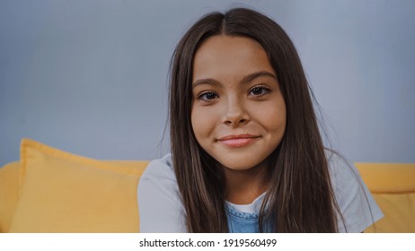 Happy Brunette Girl Smiling Looking Camera Stock Photo 1919560499 ...