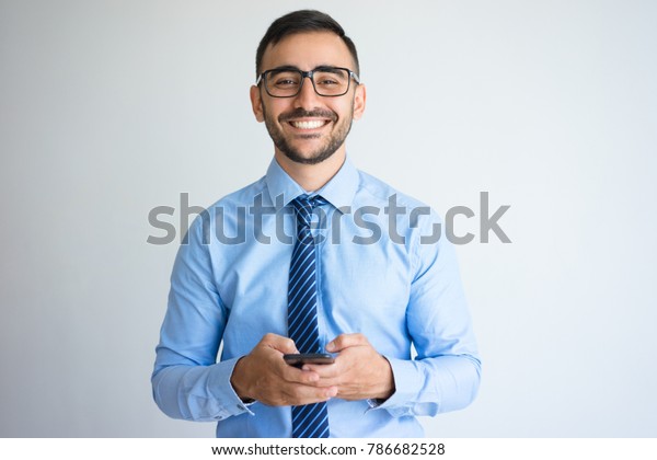 Happy Business Man Texting On Smartphone Stock Photo 786682528 ...