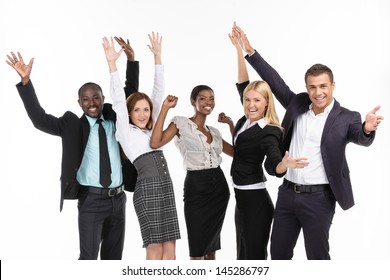 Happy Business Team On White Background