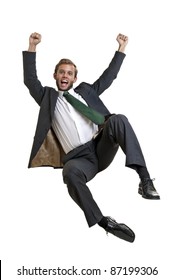 Happy Businessman Jumping Isolated White Stock Photo 90910232 ...