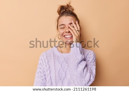 Similar – Image, Stock Photo caucasian woman on the mountain in sunny day