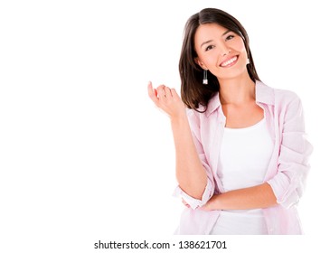 Happy Casual Woman Smiling - Isolated Over A White Background