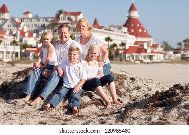 Happy Caucasian Family Front Hotel Del Stock Photo Edit Now