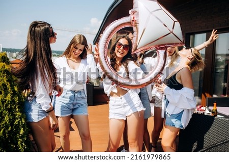 Similar – Image, Stock Photo bride the roof of skyscraper