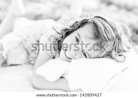 Similar – kid girl relaxing at home in weekend morning