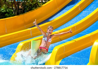 Happy Child Girl Bikini Sliding Water Stock Photo 278817716 | Shutterstock