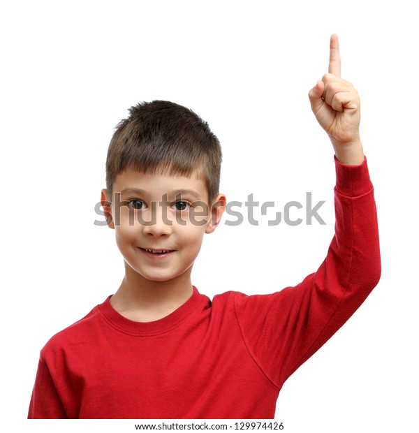 Happy Child Good Idea Holds Finger Stock Photo 129974426 | Shutterstock