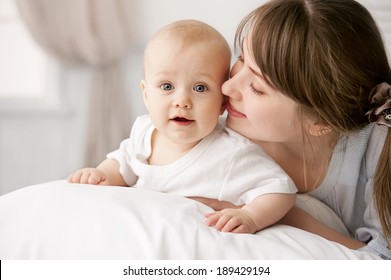 Happy Child Near To Mum In Her Room