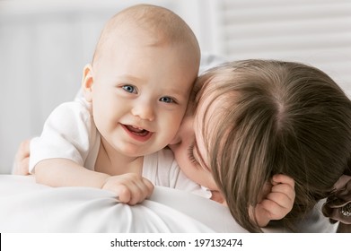 Happy Child Near To Mum In Her Room