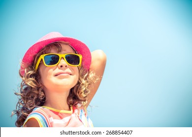 Happy Child On Summer Vacation. Travel And Adventure Concept