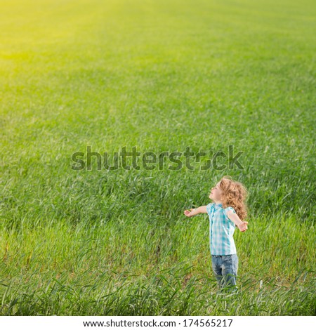 Similar – Small child with long blond hair