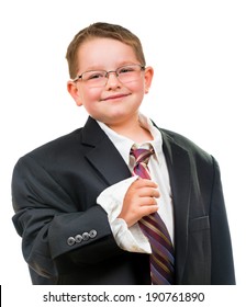 Happy Child Wearing Suit That Is Too Big For Him