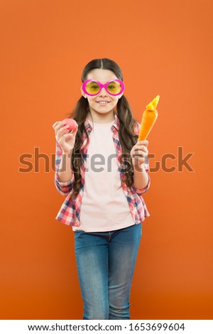 Happy childhood concept. Explore Easter and springtime in variety of ways. Fun and educational Easter activity for kids. Little girl easter eggs. Start this party. Cute girl child celebrate Easter.