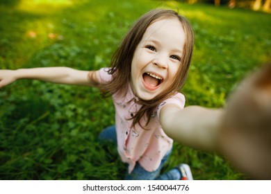 Happy Childhood Emotional Portrait Active Cheerful Stock Photo ...