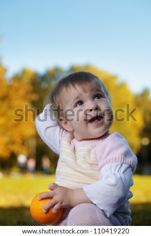 Similar – Six months old baby girl outdoors