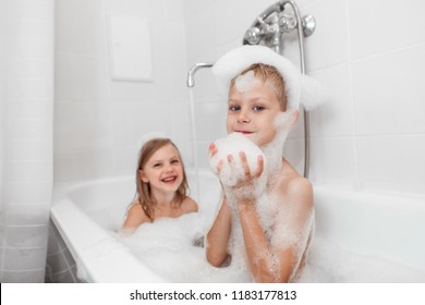 boy and girl bathing