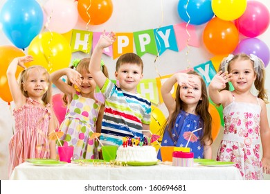 Happy Children Celebrating Birthday Holiday Stock Photo 160694681 ...