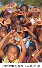 Happy children in the countryside. Mozambique, Zambezia, 22.10.2019