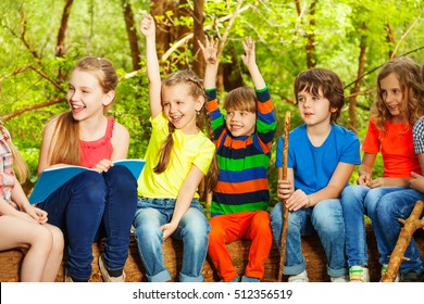 Happy Children Having Fun In The Summer Camp