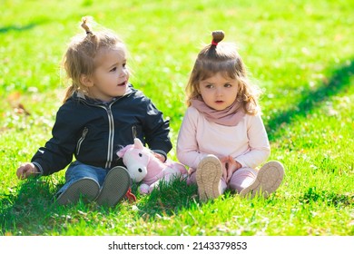 Happy Children Playing On Green Grass Stock Photo 2143379853 | Shutterstock