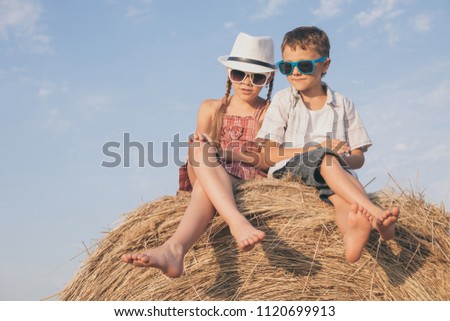 Happy children playing in the park