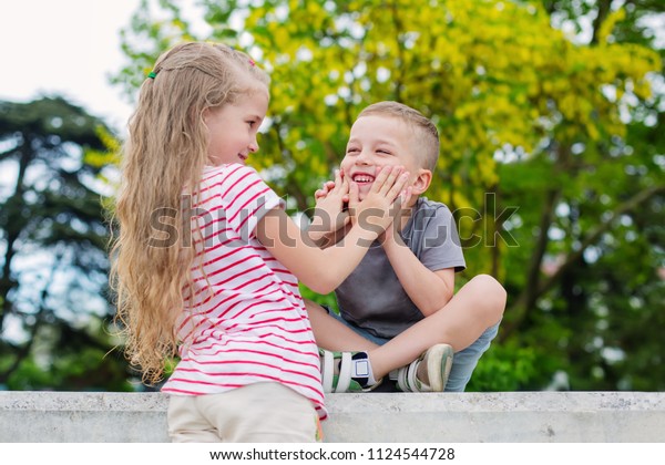 Happy Children Playing Park On Summer Stock Photo 1124544728 | Shutterstock