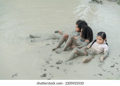 Happy Children Playing Wet Mud Playground Stock Photo 2205925533 ...