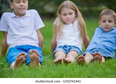 Happy Children Show Their Feet Close Stock Photo 1310741441 | Shutterstock