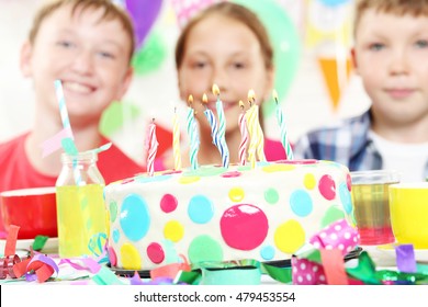 Happy Childrens Having Fun At Birthday Party