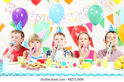 Happy Childrens Having Fun At Birthday Party