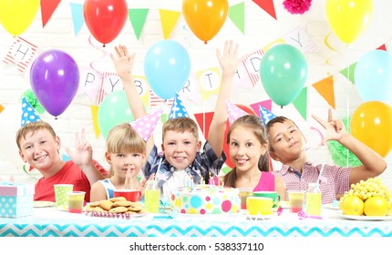 Happy Childrens Having Fun At Birthday Party