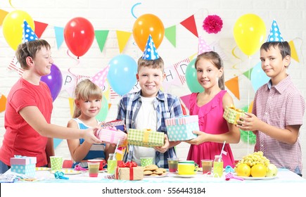 Happy Childrens Having Fun At Birthday Party