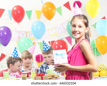 Happy Childrens Having Fun At Birthday Party