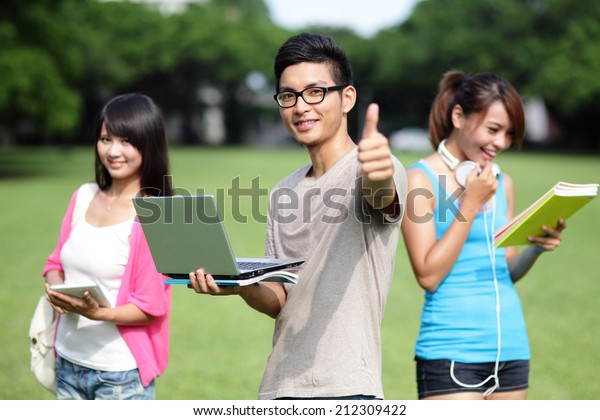 Happy College Student Man Smile Show Stock Photo (Edit Now) 212309422