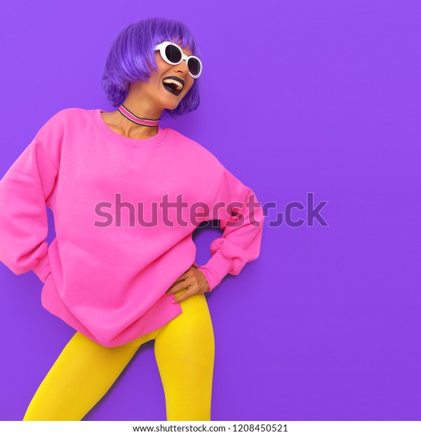 Happy Colorful Girl Colorful Autumn Positive Stock Photo 1208450521 ...